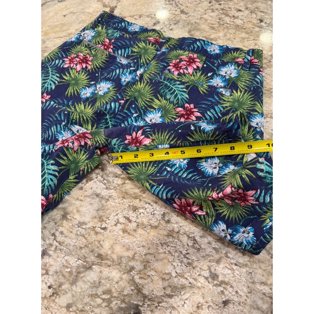 Hudson & Barrow Mens 30 Tropical Floral Shorts Navy Blue Hibiscus Palm Leaf - Picture 12 of 16